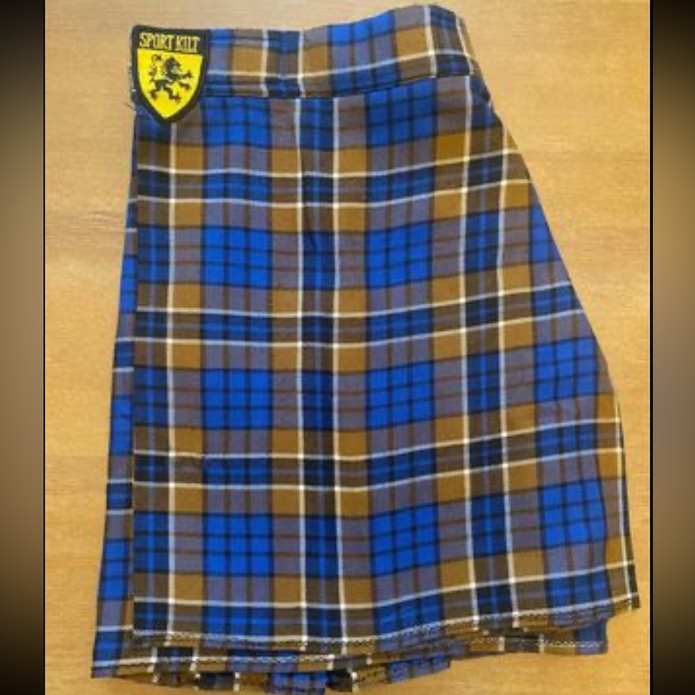 Sport Kilt Blue /Chocolate Tartan Plaid Adjustable Waist Pleated Men's Kilt